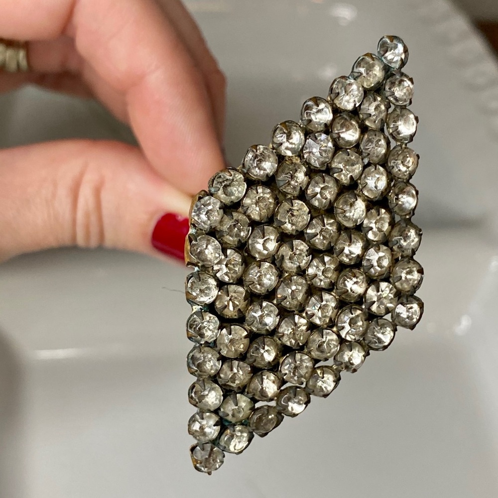 Antique Diamond Shaped Rhinestone Hat Pin 💎 - Picture 3 of 16